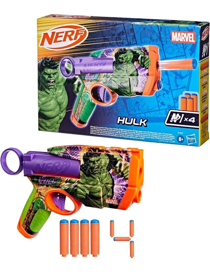 Nerf Marvel Hulk Dart Blaster with 2-Dart Capacity, Pull-Back Priming