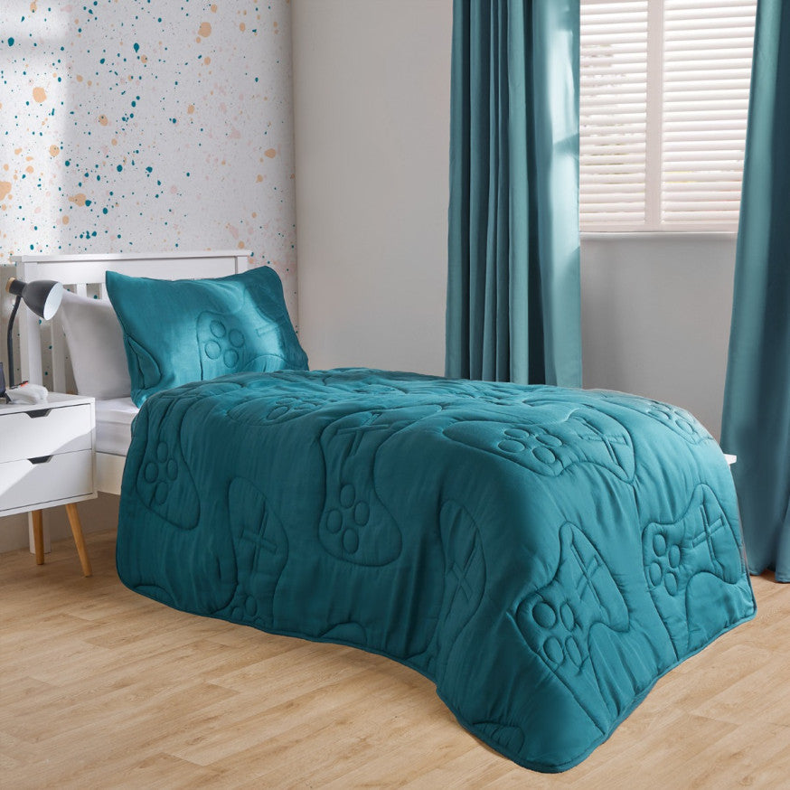 Coverless Gaming Quilted 7.5 Tog Duvet Set - Teal