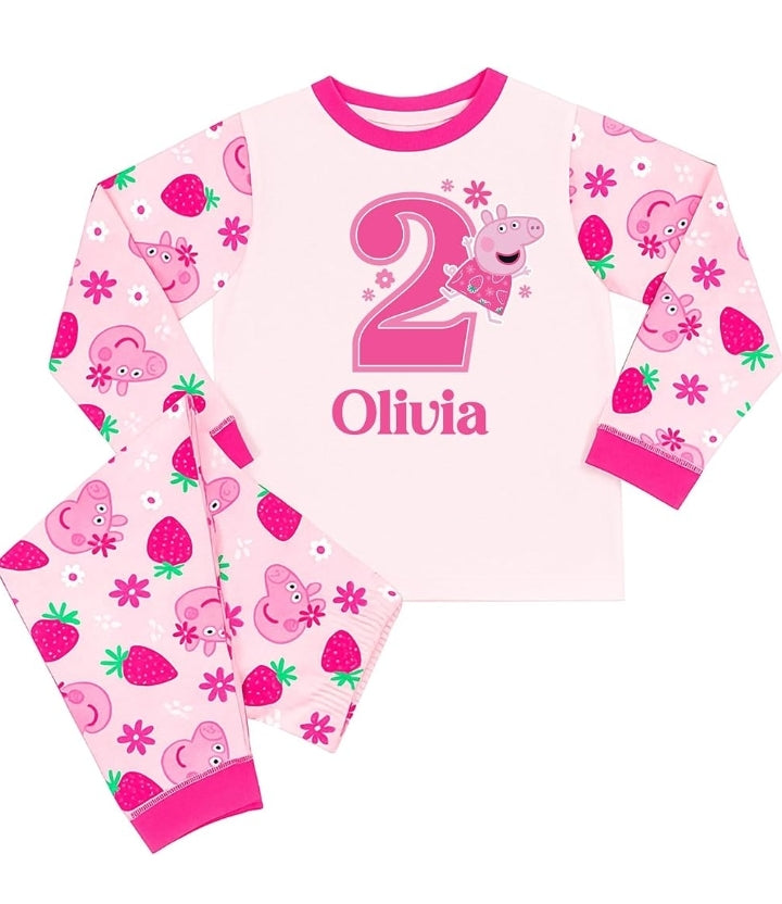 Peppa Pig Personalised Girls Birthday Pyjamas When I Wake Up Age PJs