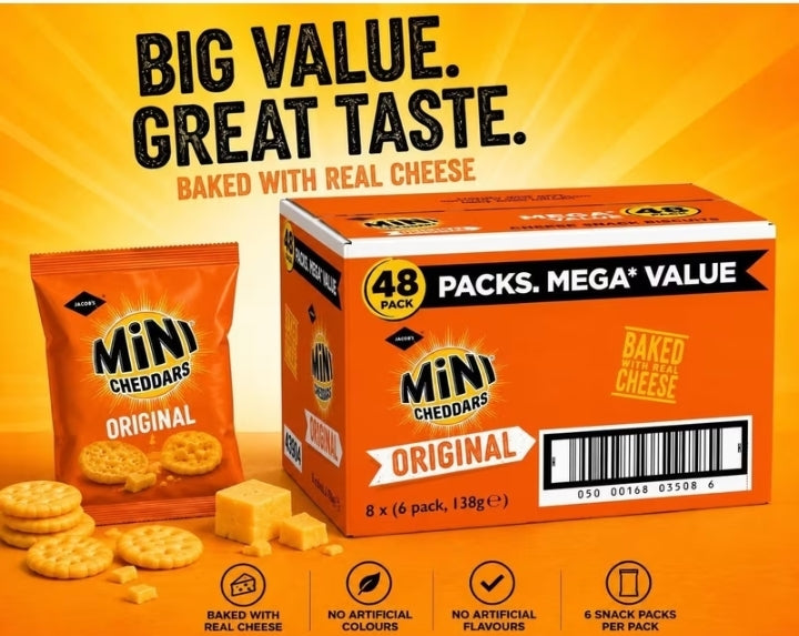 Jacob’s Mini Cheddar Original Cheese Snack – mega value Box