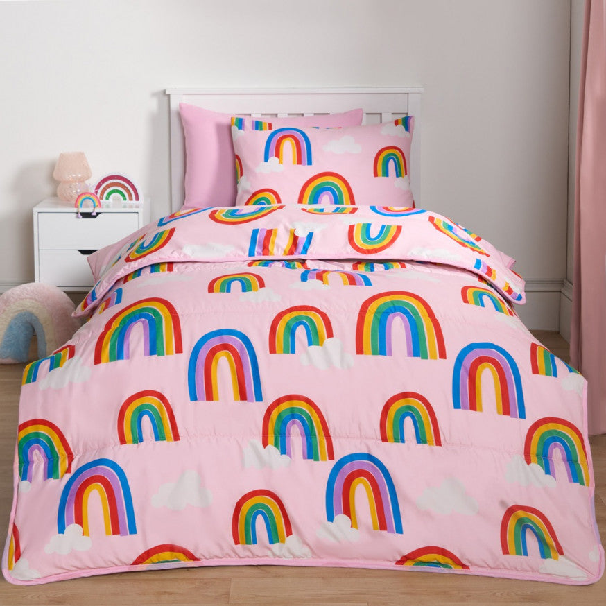 Rainbows Coverless 10.5 Tog Duvet & Pillowcase, Pink - Single