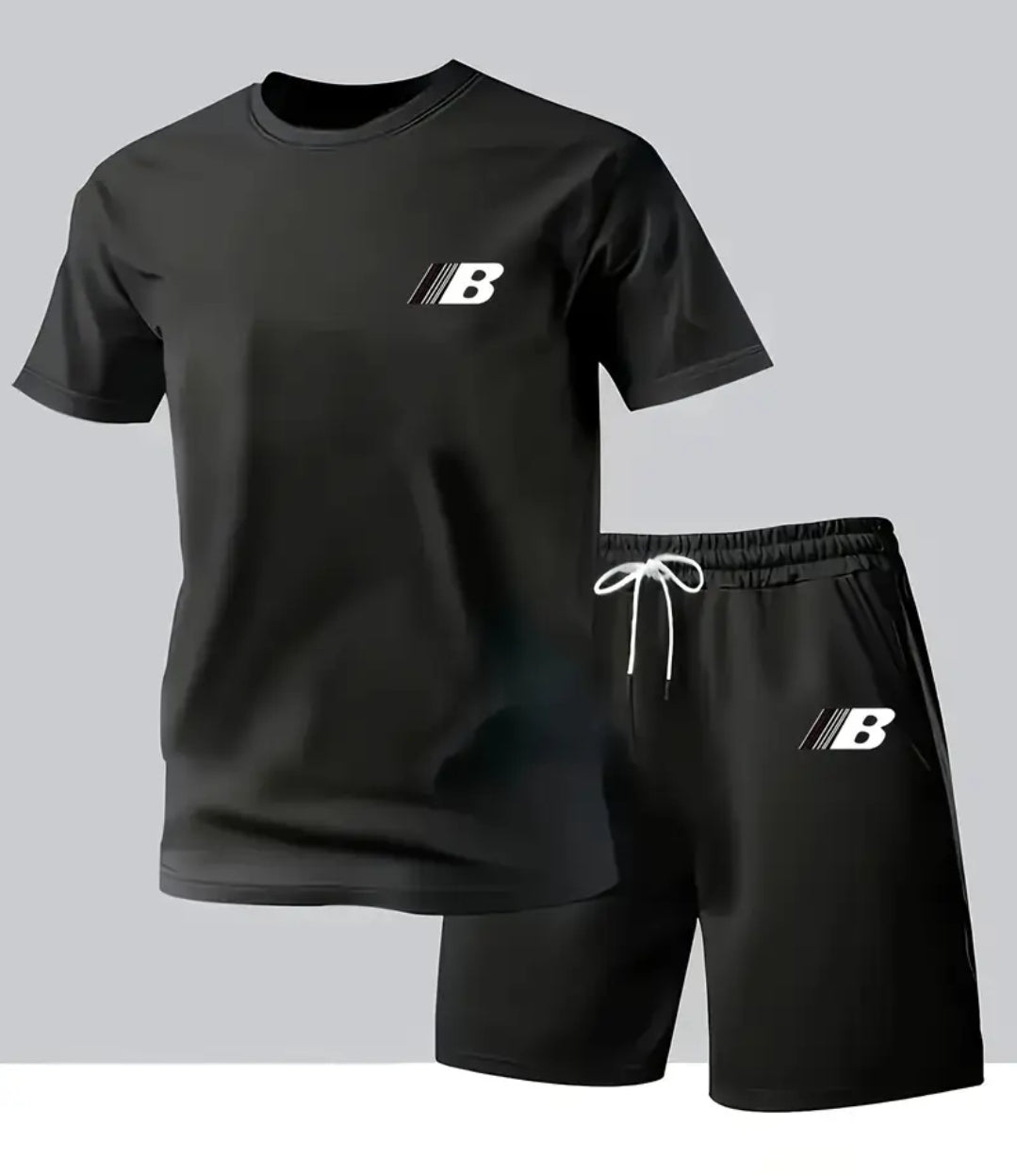 Men's 2pc B print top & short set