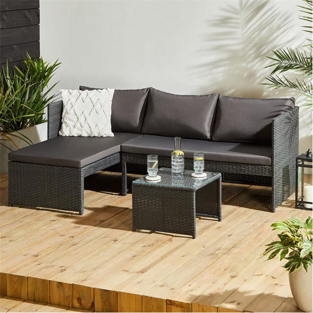 Kauai Corner Rattan Chaise Sofa Set