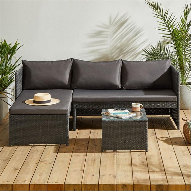 Kauai Corner Rattan Chaise Sofa Set