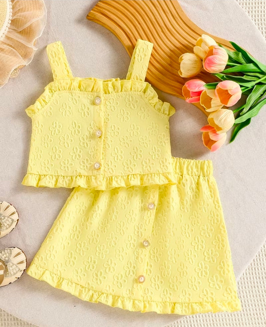 Girls yellow 2pc Top & skirt set