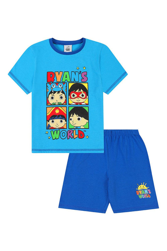 Boys Ryan's World Pyjamas Blue Short PJs