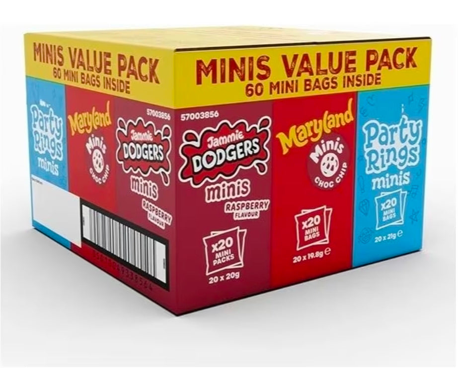 Fox’s Mini Biscuit Variety Box, Individually Wrapped Assorted Snack Biscuits, 60 Pack