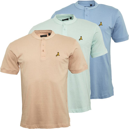 Brave Soul Mens Akari Three Pack Polo Shirts Pale Mint/Cloud Blue/Summer Pink
