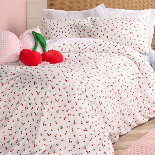 Ditsy Cherry Duvet Set - White/Red