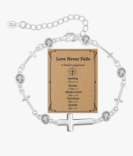 Senteria Silver Bracelet for Women Adjustable 925 Sterling Silver Bracelet Hypoallergenic Cross