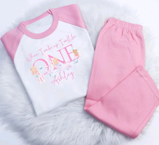 Personalised Childrens when i wake up NEW MERMAID  PJ loungewear pyjamas