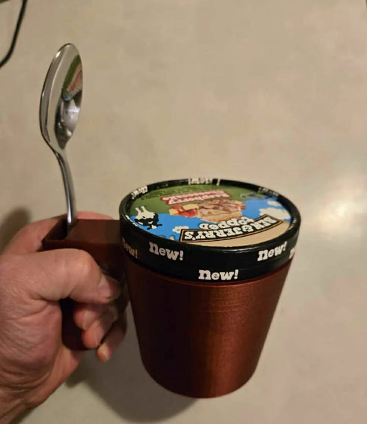 Ice cream pot holder with spoon holder