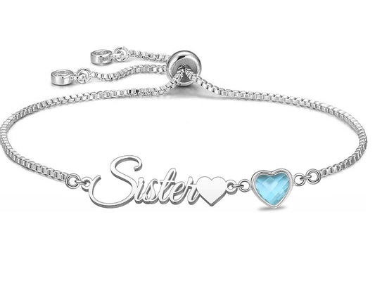 Silver sister Bracelet for Women Adjustable