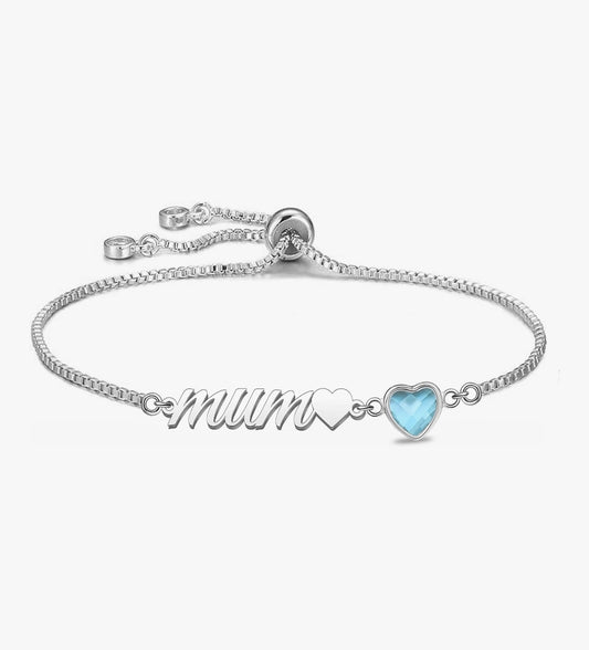 Silver MUM Bracelet for Women Adjustable