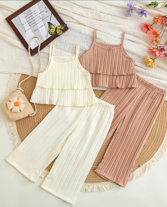 2 Sets Girls Outfit Cuffed Layered outfits