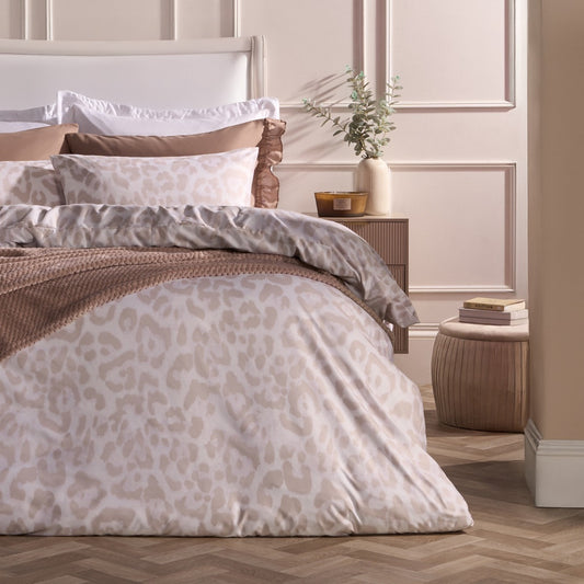 Leopard Print Duvet Cover Set - Stone