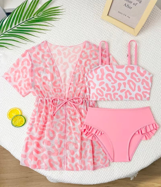 Girls 3pcs Swimsuit Set Pink