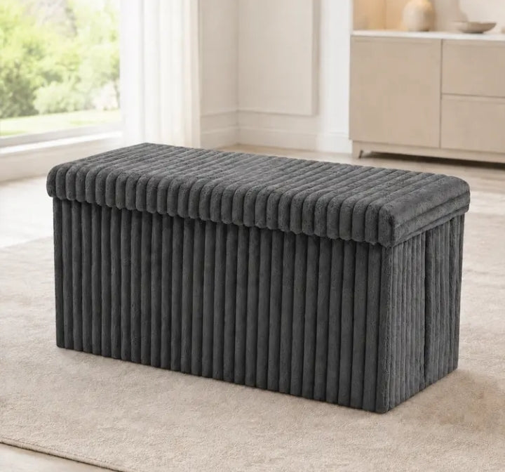 Charcoal Large  Ribbed Home Storage Box