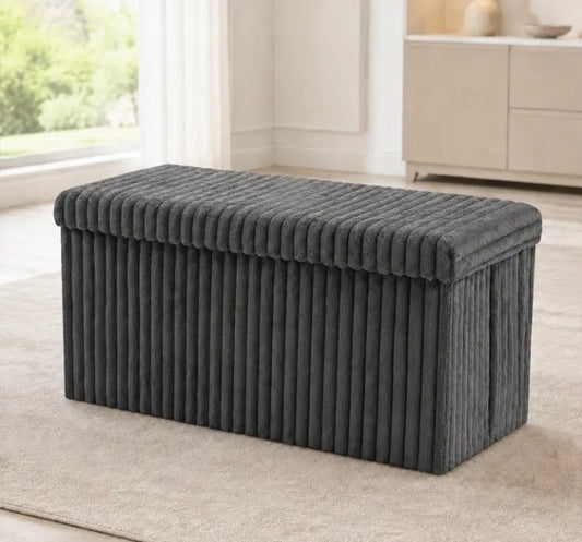 Charcoal Large  Ribbed Home Storage Box