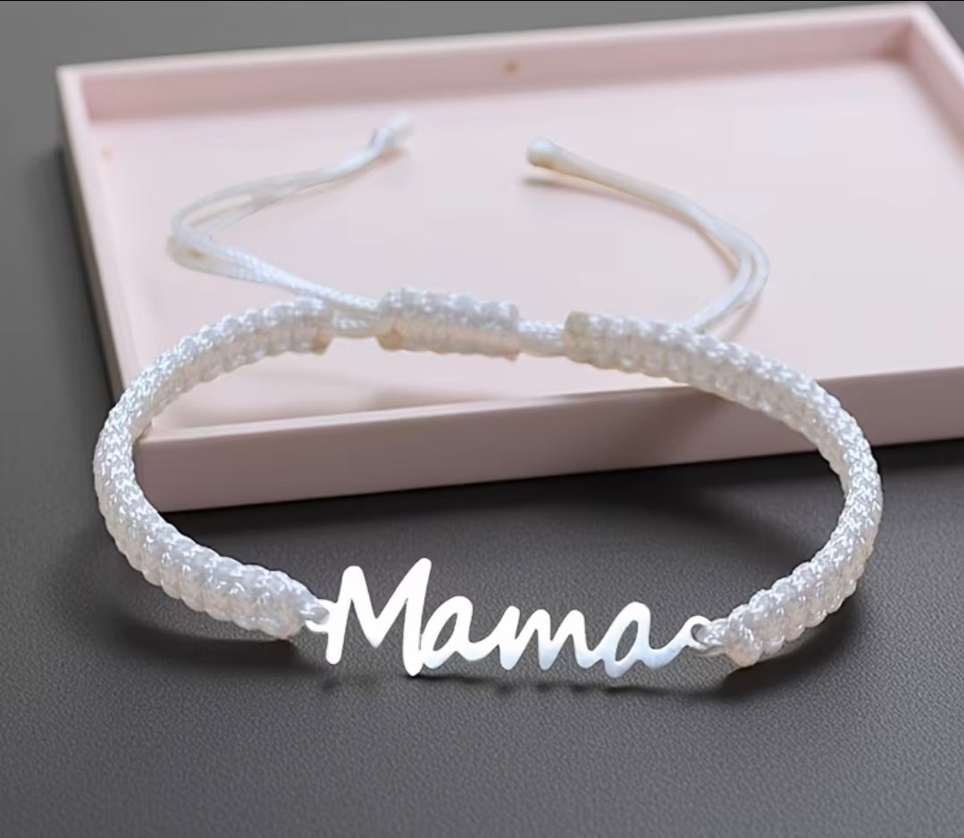 "Mama" Hand Woven Easy Adjustable Woven Nylon Rope Bracelet