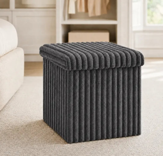 Charcoal Ribbed Home Storage Box