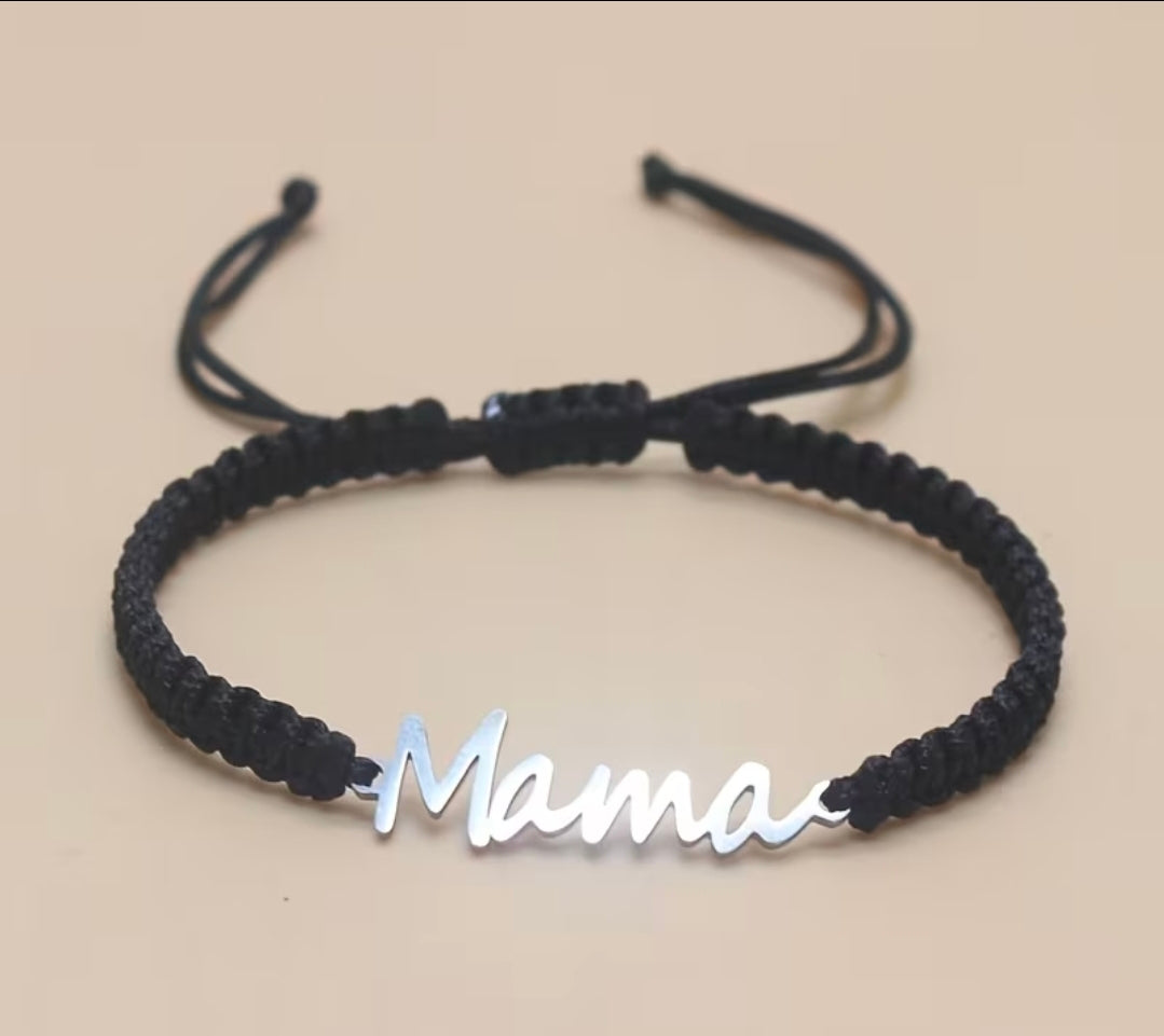 "Mama" Hand Woven Easy Adjustable Woven Nylon Rope Bracelet