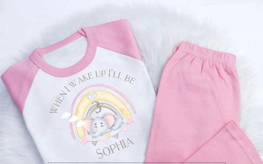 Personalised when i wake up NEW ELEPHANT  PJ loungewear pyjamas