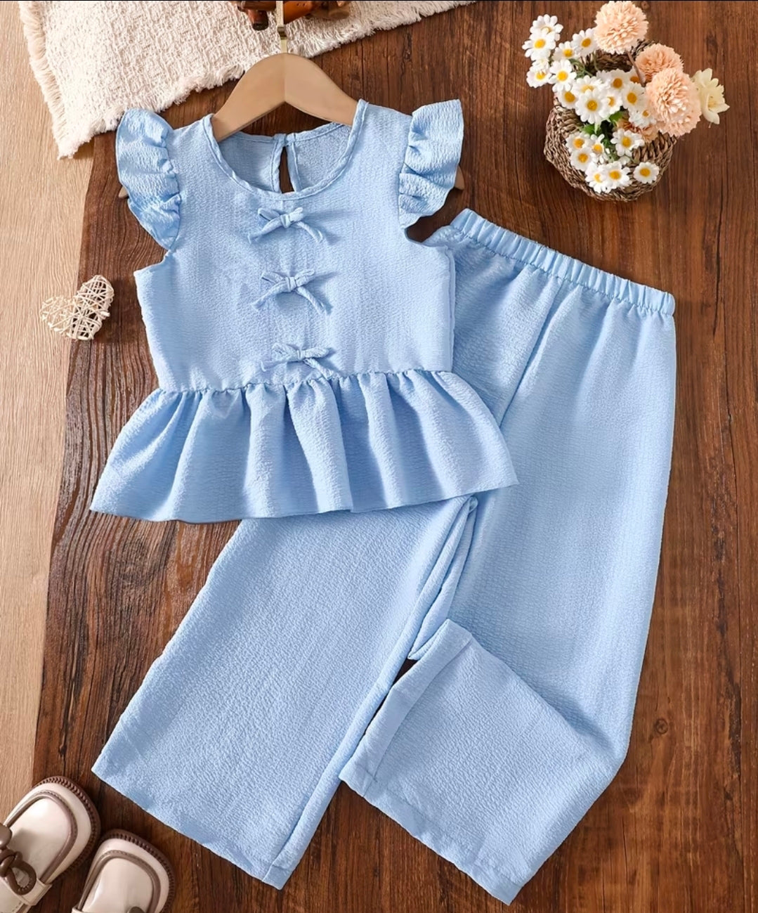 Girls 2pcs Bow Ruffle set