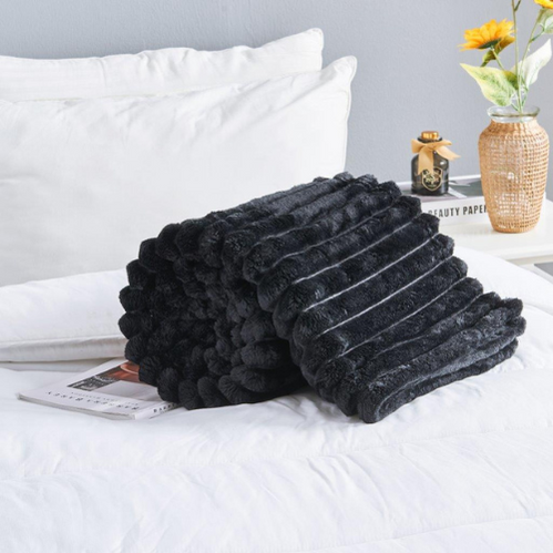 Cozy Ribbed Knit Throw Blanket