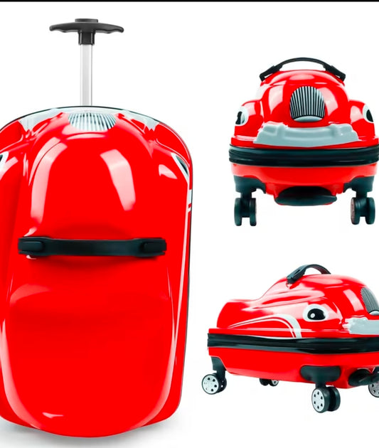 Red kids ride on suitcase