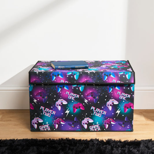 Gaming Large Collapsible Storage Box with Lid - Neon