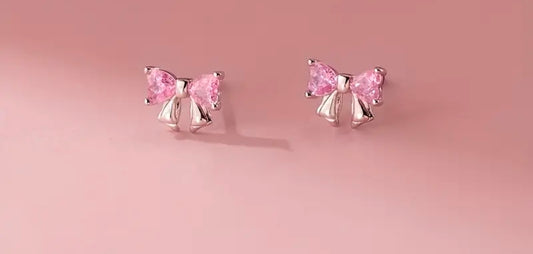 Pink Bow stud earrings