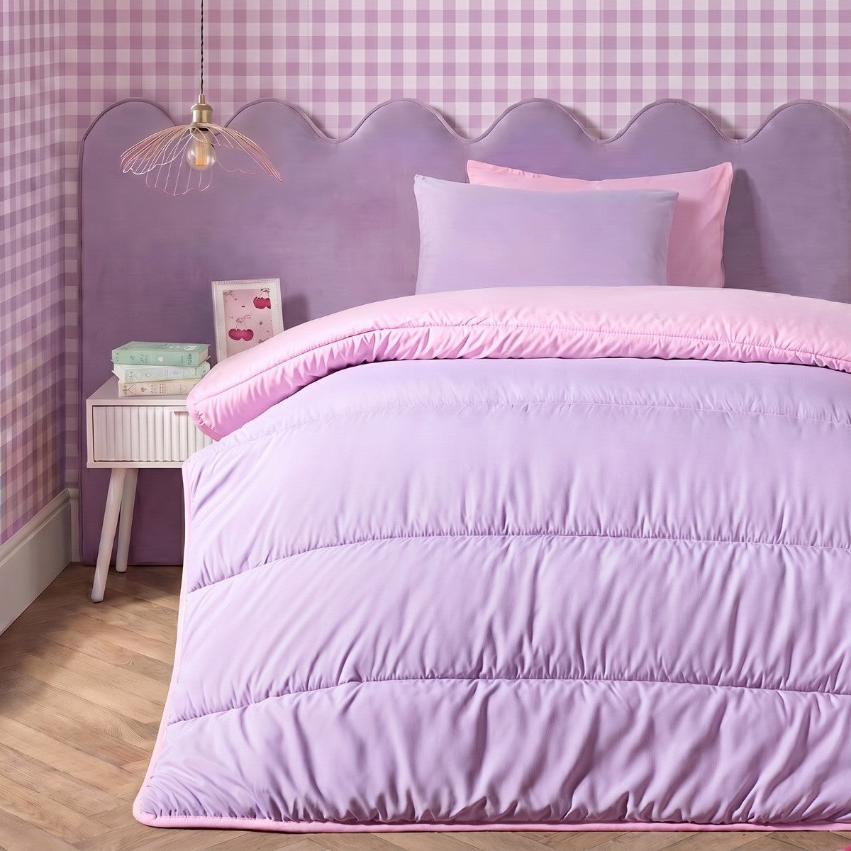 Coverless 10.5 Tog Reversible Duvet & Pillowcase - Pink/Lilac