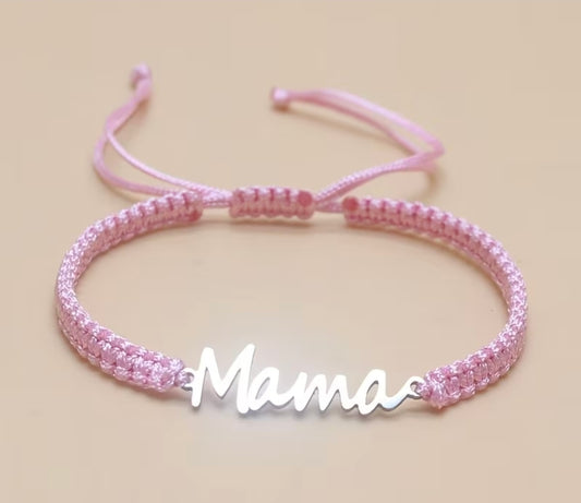 "Mama" Hand Woven Easy Adjustable Woven Nylon Rope Bracelet