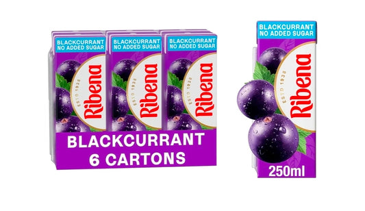 Ribena Blackcurrant Juice Drink 250ml - No Added Sugar - Multipack of 6