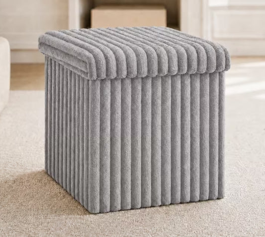 Grey Ribbed Home Storage Box
