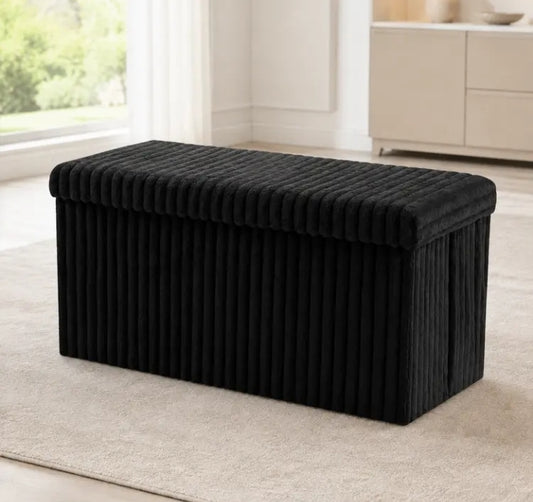 Black Large Ribbed Home Storage Box