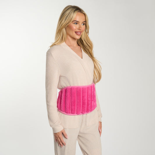Adjustable Ribbed Hot Water Bottle Belt - Pink