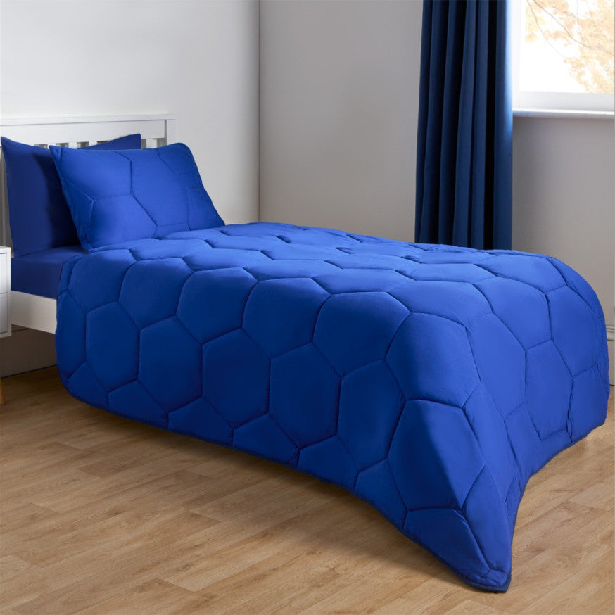 Coverless Honeycomb Quilted 7.5 Tog Duvet Set - Blue