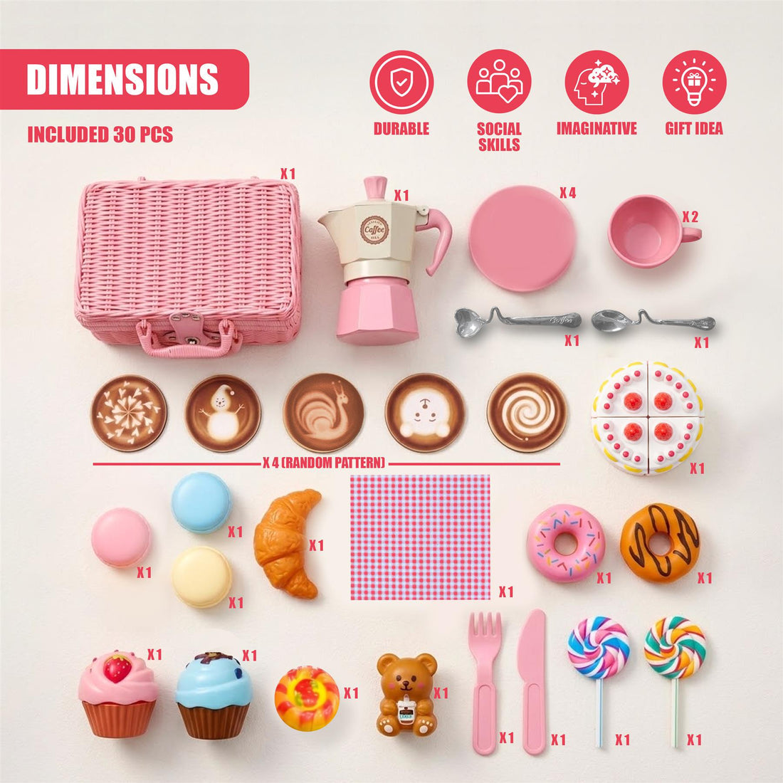Tea Party Set with Picnic Basket