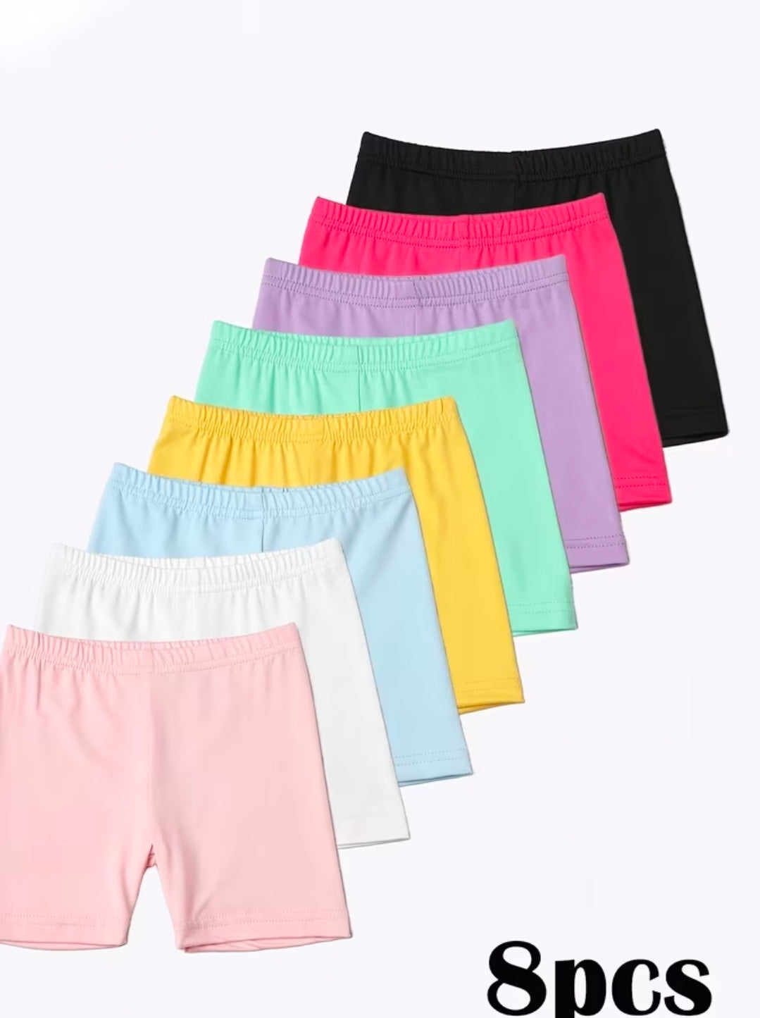 Girls 8pc candy colour cycle shorts
