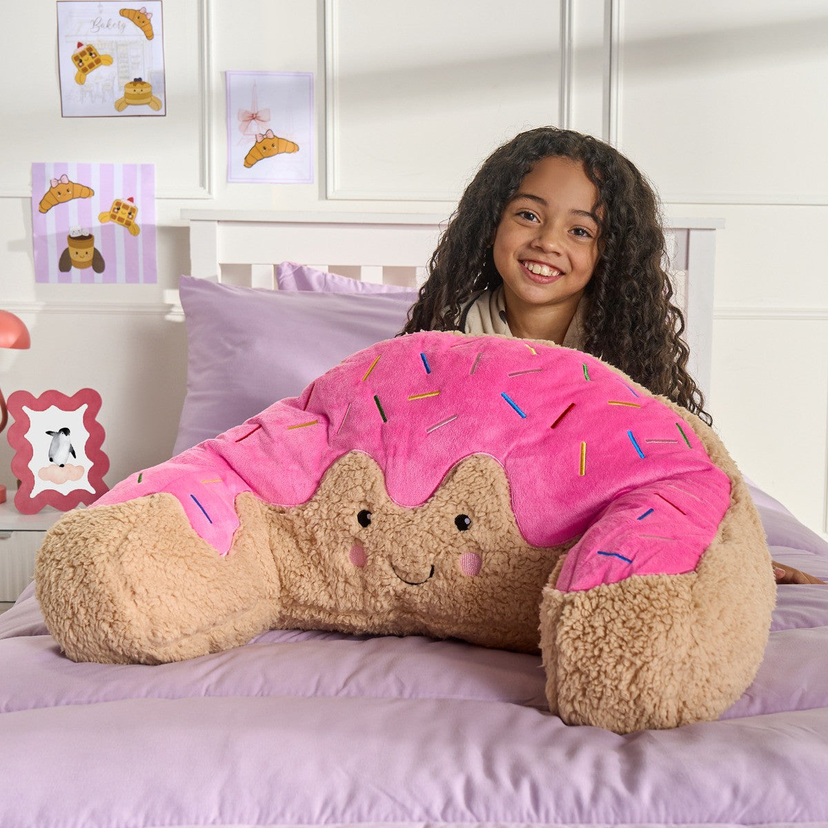 Dolly The Doughnut Cuddle Cushion - Brown/Pink