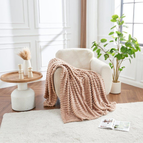 Cozy Ribbed Knit Throw Blanket