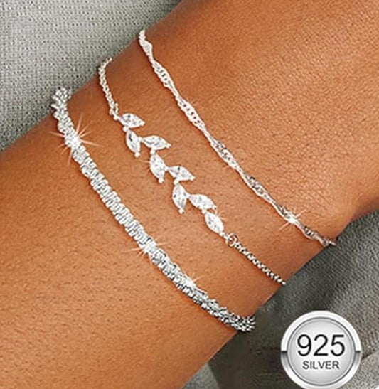 Aidenn 3Pcs Silver Bracelet for Women
