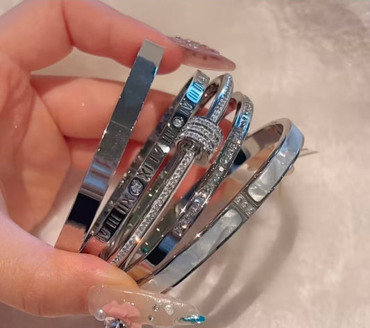 Ladies 5pcs  Stainless Steel Bracelet Set