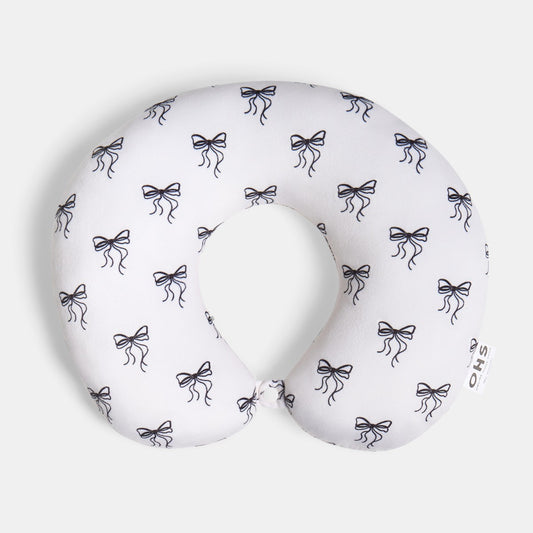 Bow Print Neck PIllow - Monochrome