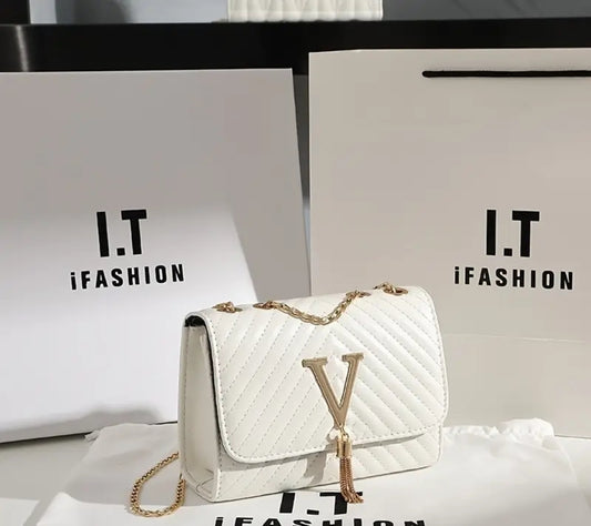 1pc Chic White Quilted Women's Shoulder Bag