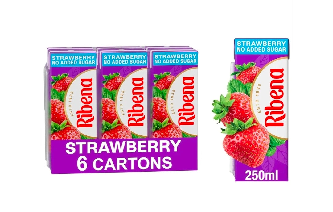 Ribena Strawberry No Added Sugar Cartons - Multipack 6x 250ml