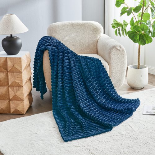 Cozy Ribbed Knit Throw Blanket