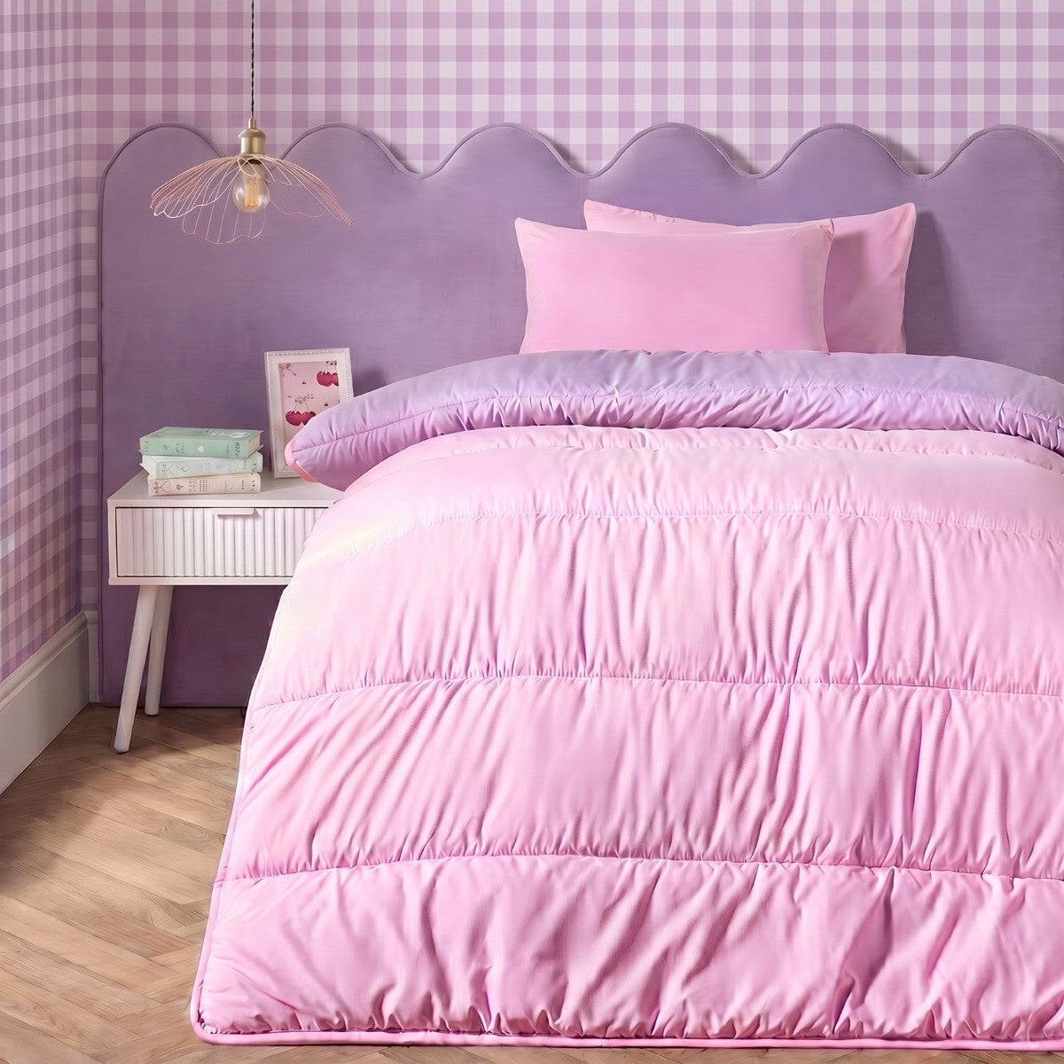 Coverless 10.5 Tog Reversible Duvet & Pillowcase - Pink/Lilac
